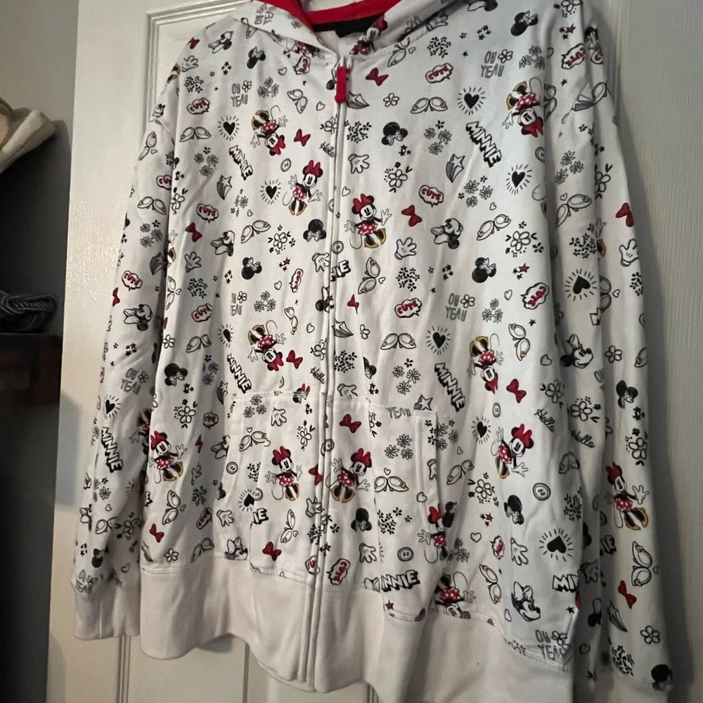 Disney Minnie Mouse White Hoodie with Red Details - Picture 2 of 3